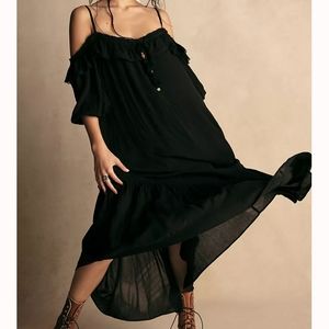 Free People Sarita black beach Midi dress